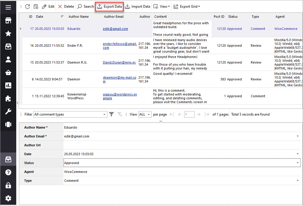 WooCommerce Reviews Export