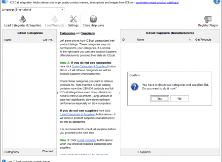 WooCommerce Categories and Suppliers List Download in ICEcat