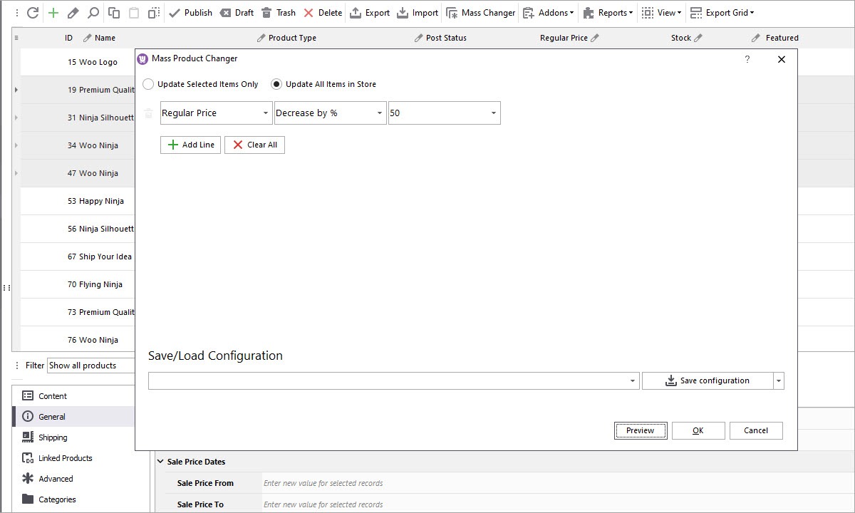 WooCommerce Product Mass Editor
