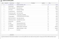 QuickBooks Product Export Preview