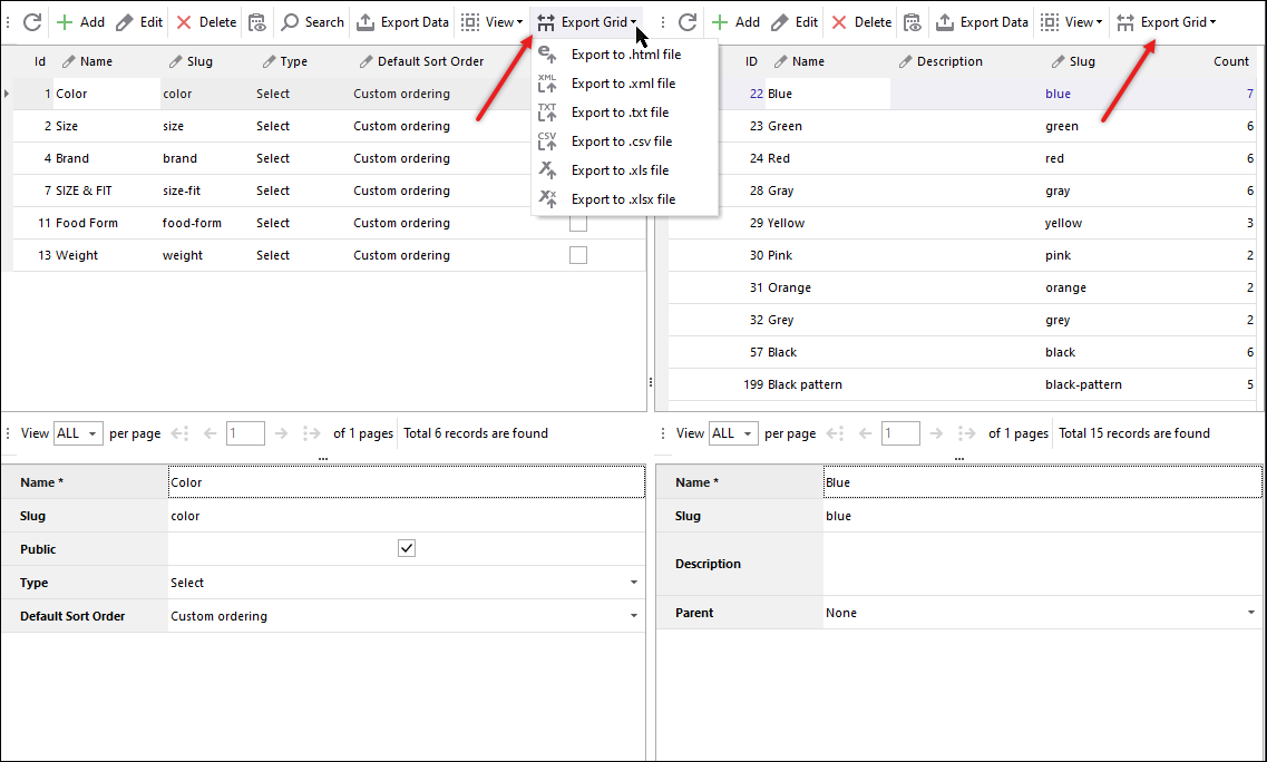 WooCommerce Attributes and Terms Export to the File