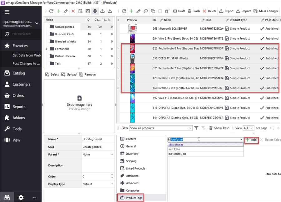 WooCommerce Store Manager Product Tags Add Multiple